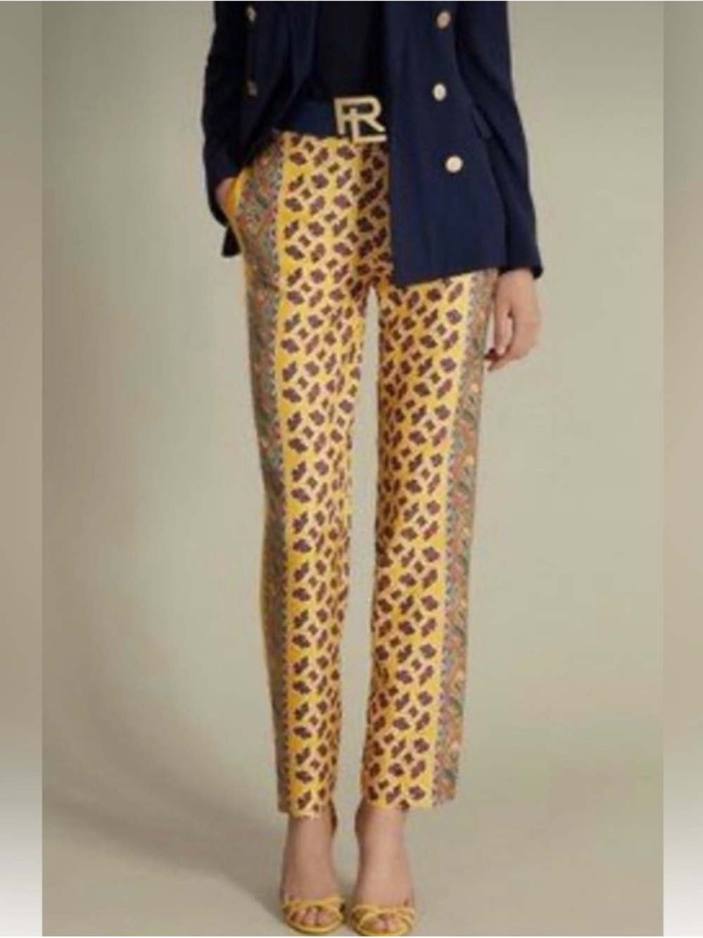 Ralph Lauren Collection Yellow Silk Paisley Pants Size 6 Simone Preppy Luxury